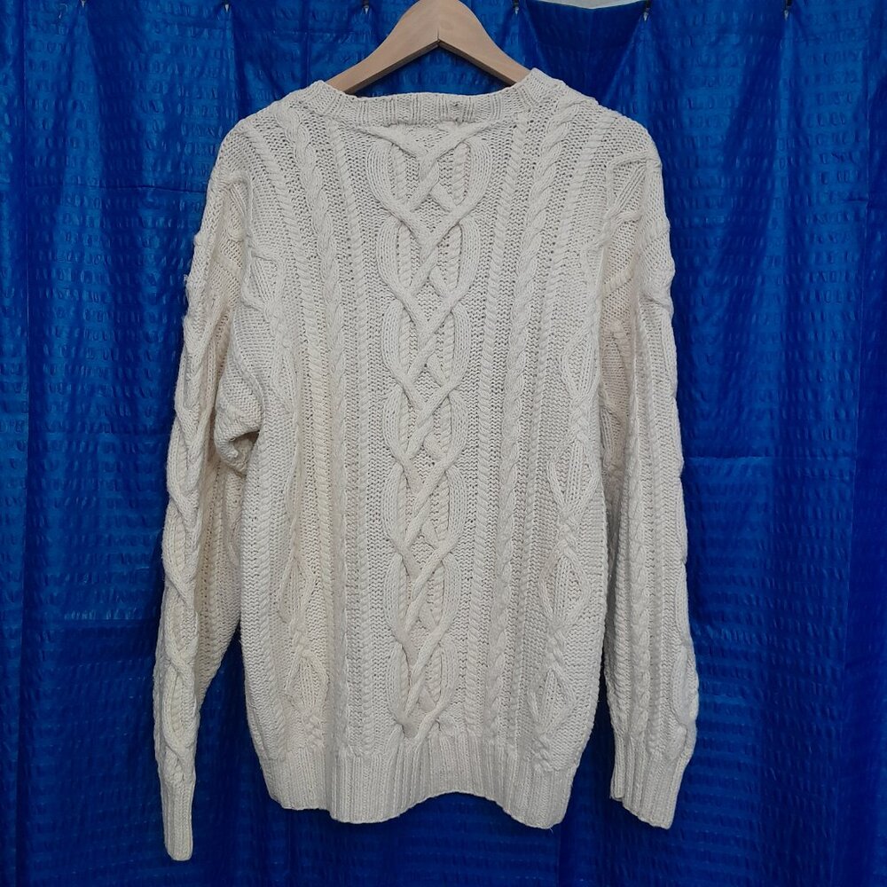 Vintage Boston Traders Cable Knit Sweater Size L Cream Color Unisex - Picture 4 of 9